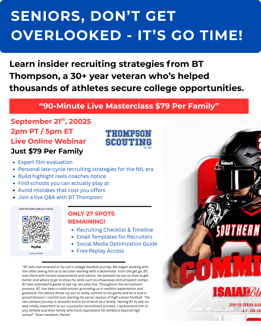 College Recruiting Masterclass with BT Thompson
